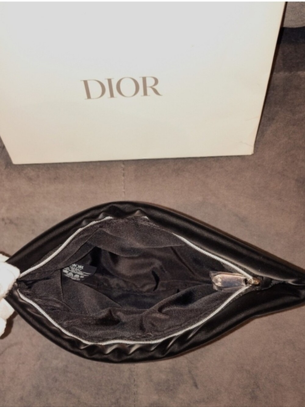 Dior NIB! Black Satin Cosmetic Case with Logo Plaque - Picture 8 of 10